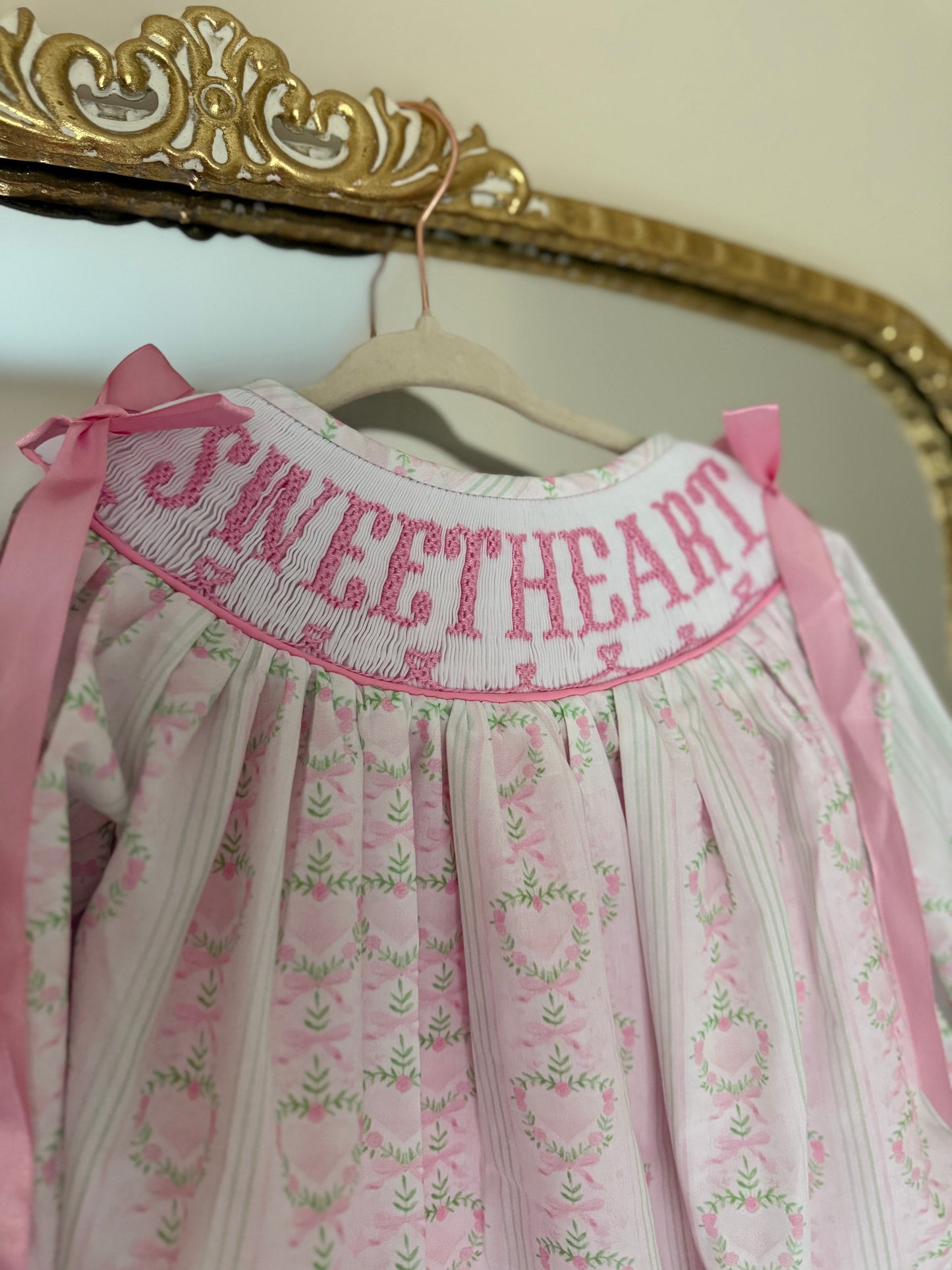 Classy sweetheart smocked set RTS