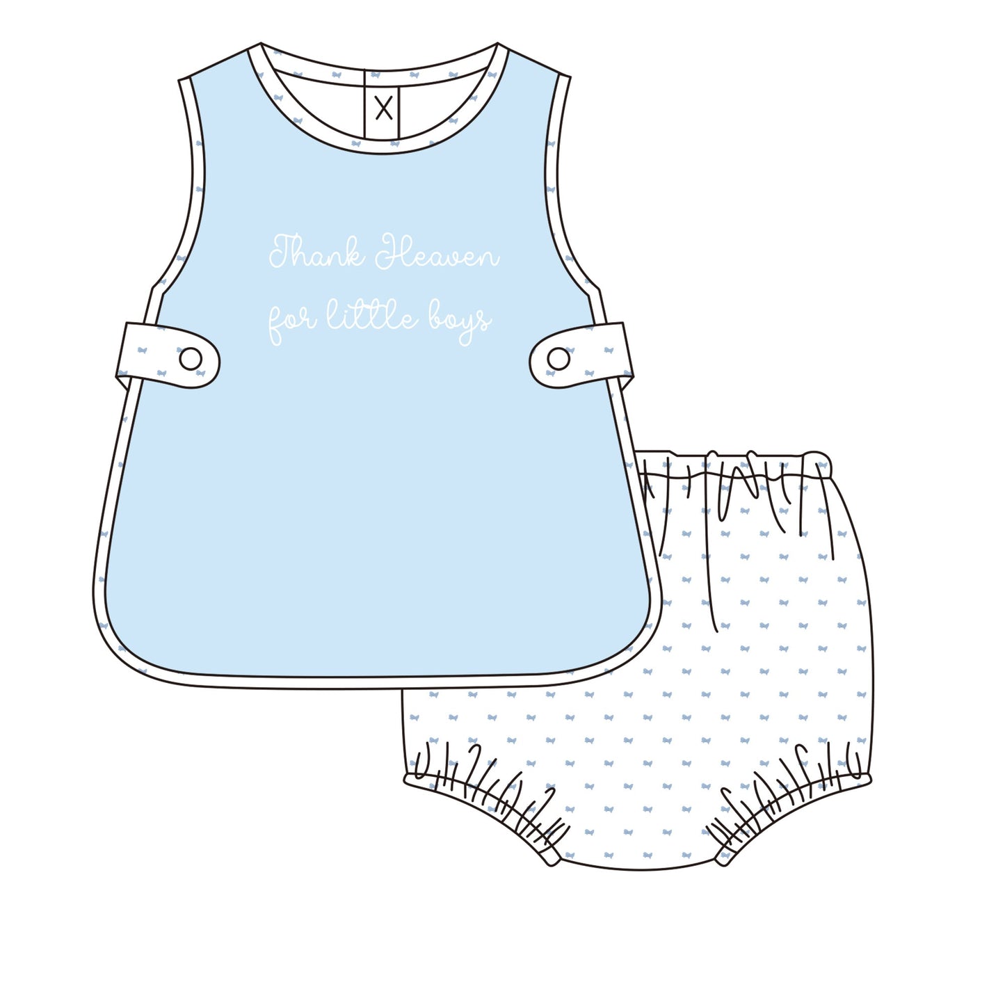 Thank Heaven for little boys bloomer set PREORDER ETA JUNE
