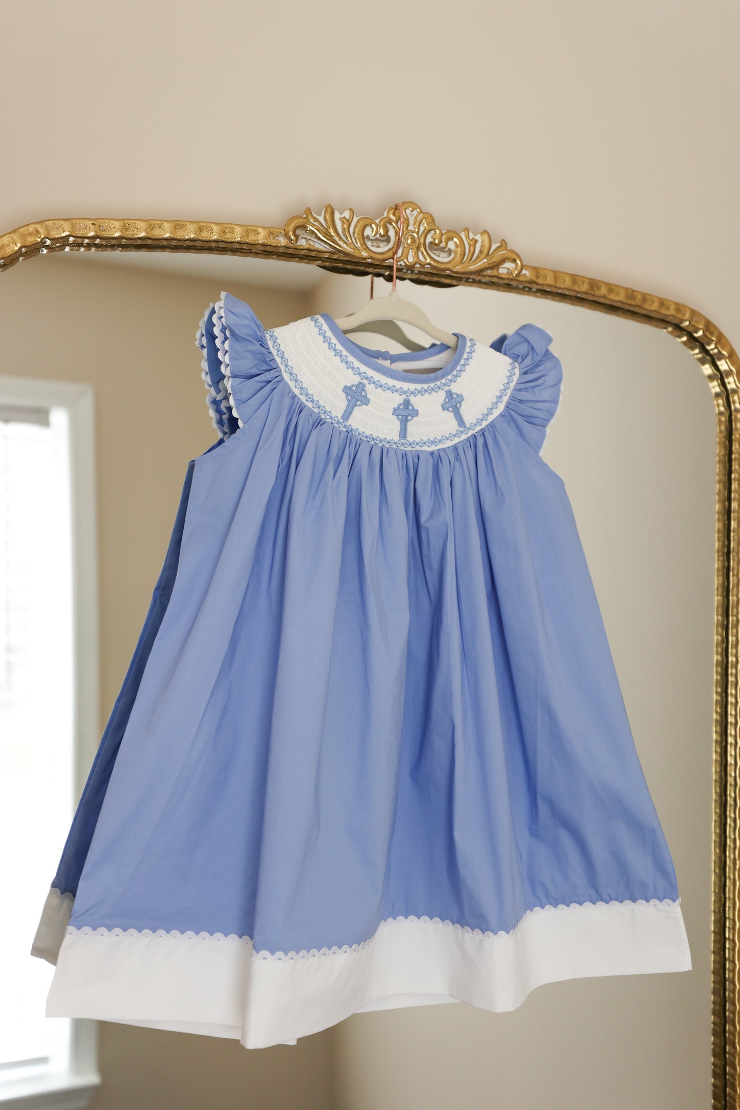 Precious Periwinkle Cross Smocked Dress