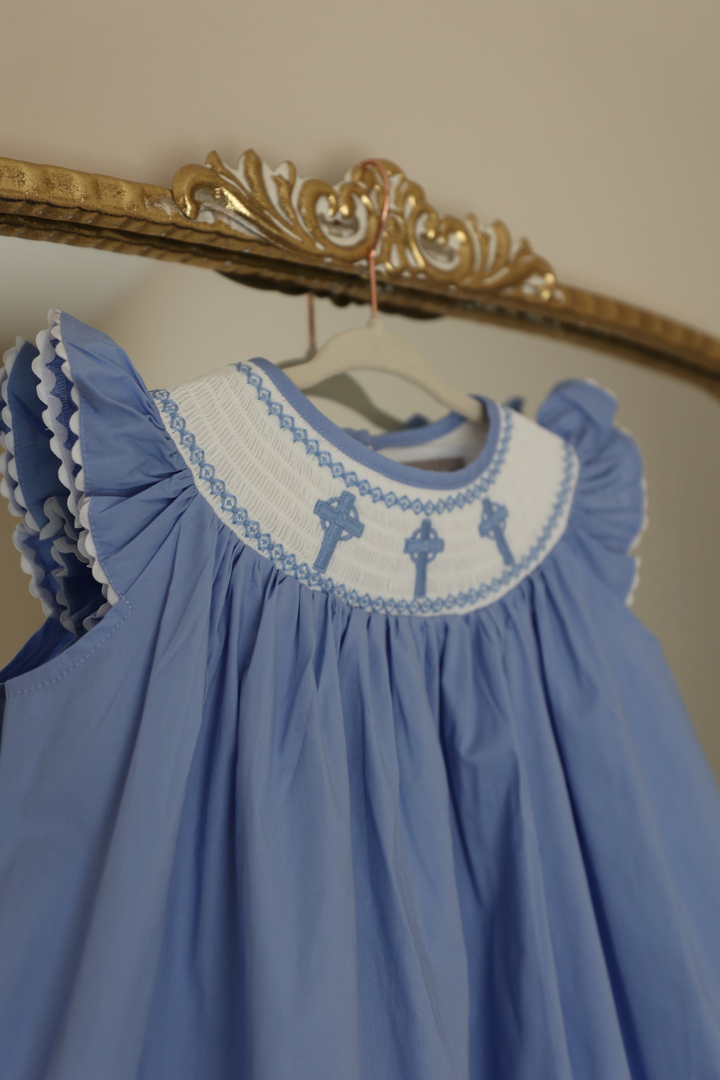 Precious Periwinkle Cross Smocked Dress