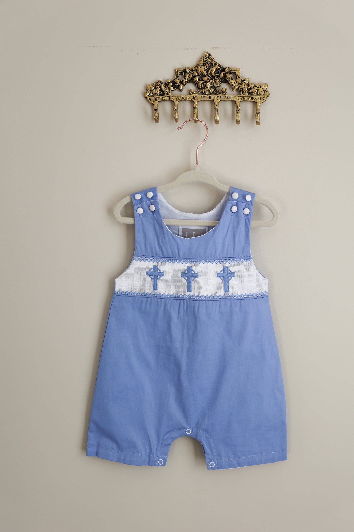 Precious Periwinkle Smocked Cross JonJon