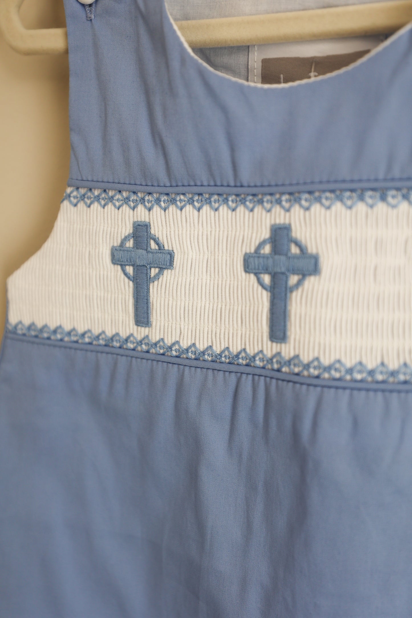 Precious Periwinkle Smocked Cross JonJon