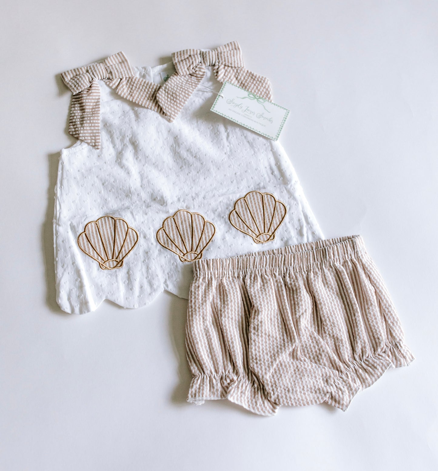 Seersucker Shells Bloomer Set READY TO SHIP