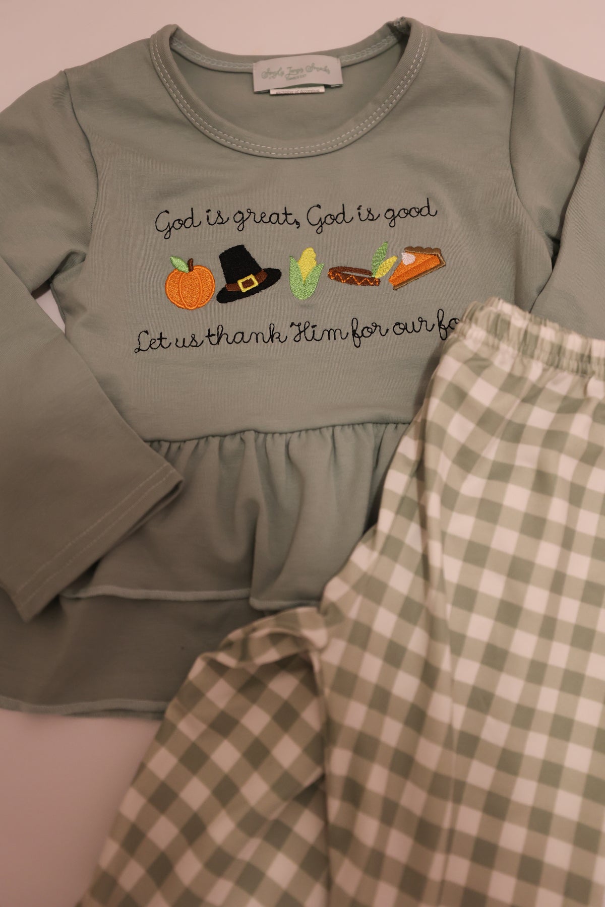 Let Us Thank Him Girlās Pant Set READY TO SHIP