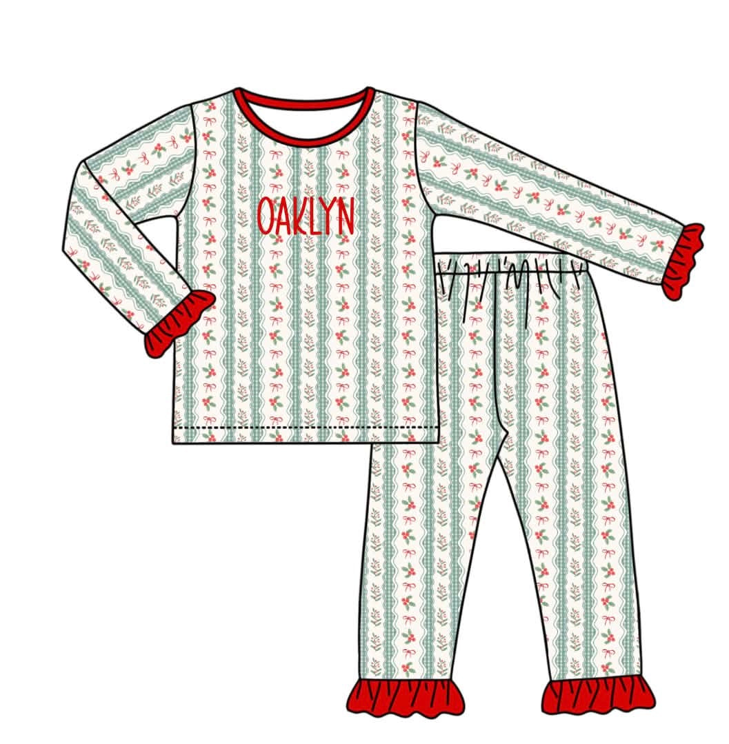 Christmas Plaid Girl’s Name Custom Pajamas PREORDER ETA NOVEMBER