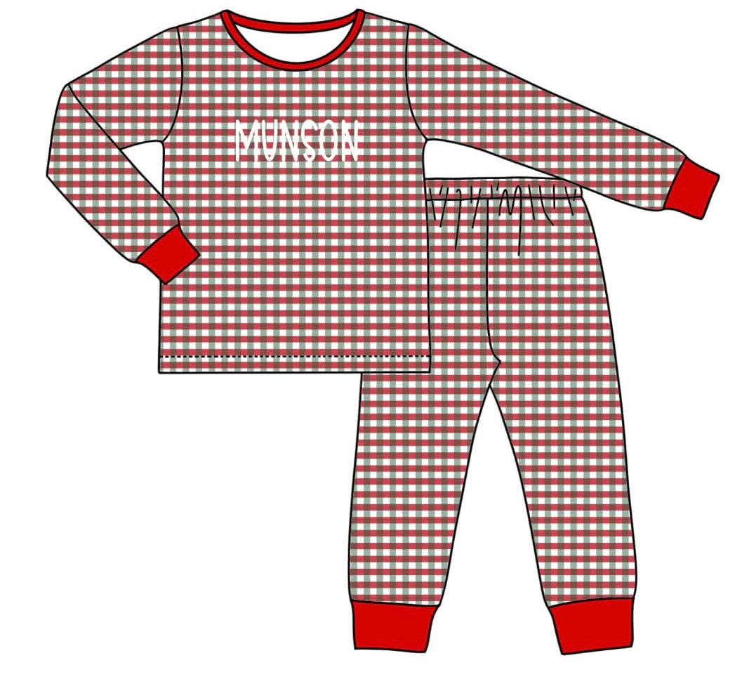 Christmas Plaid Boy’s Name Custom Pajamas PREORDER ETA NOVEMBER