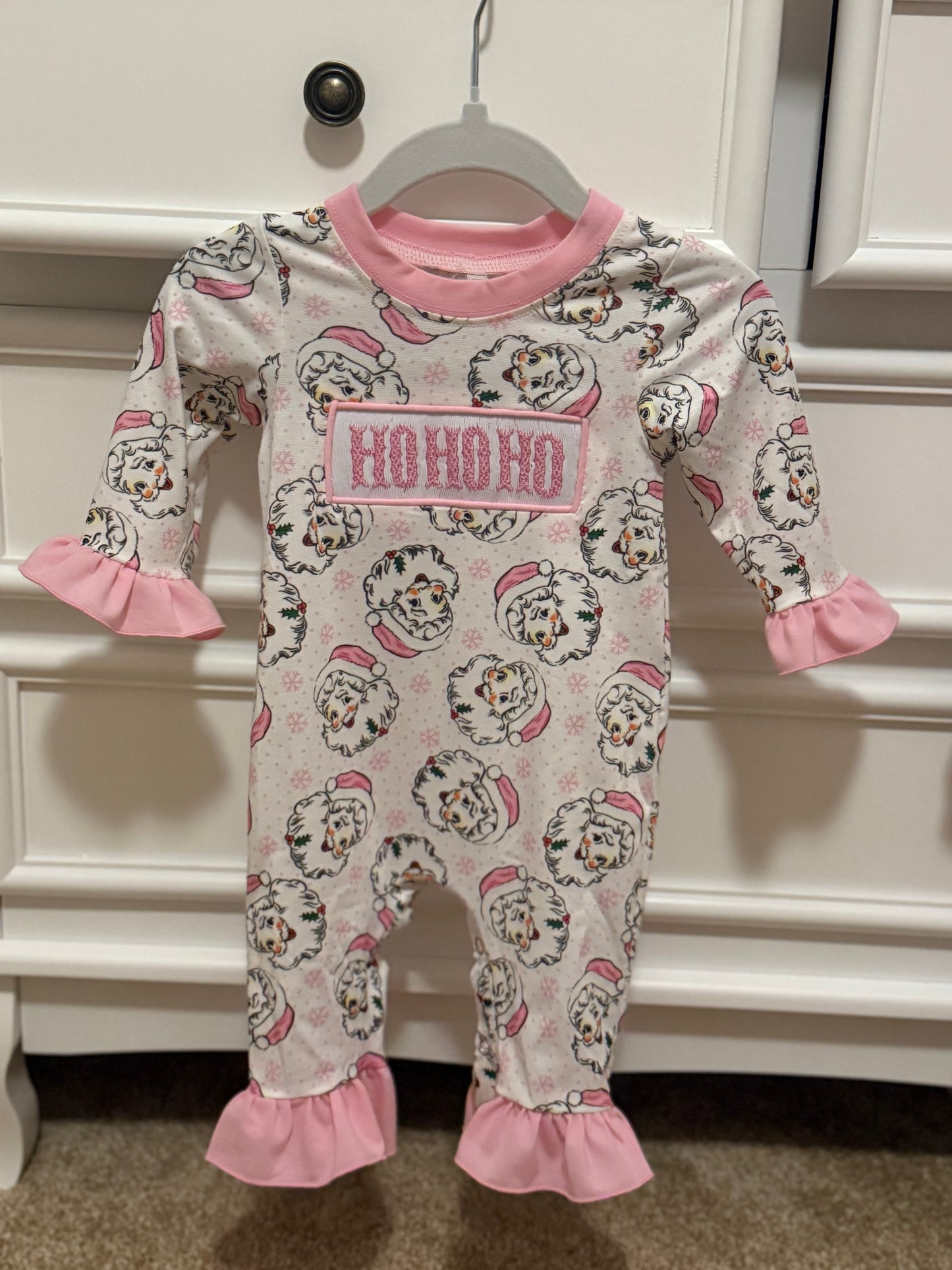 Ho Ho Ho Girl smocked jumpsuit RTS