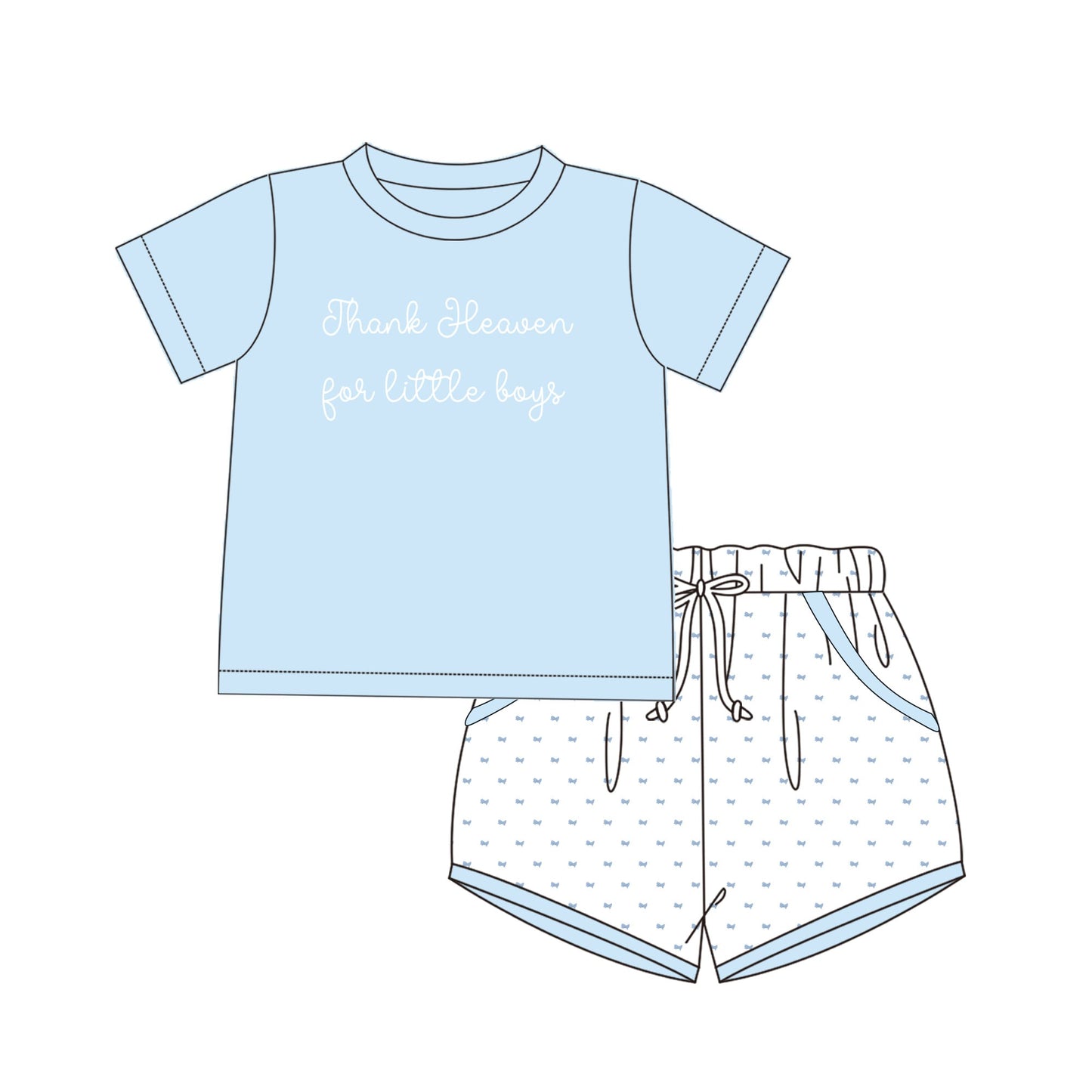 Thank Heaven for little boys shorts set PREORDER ETA JUNE