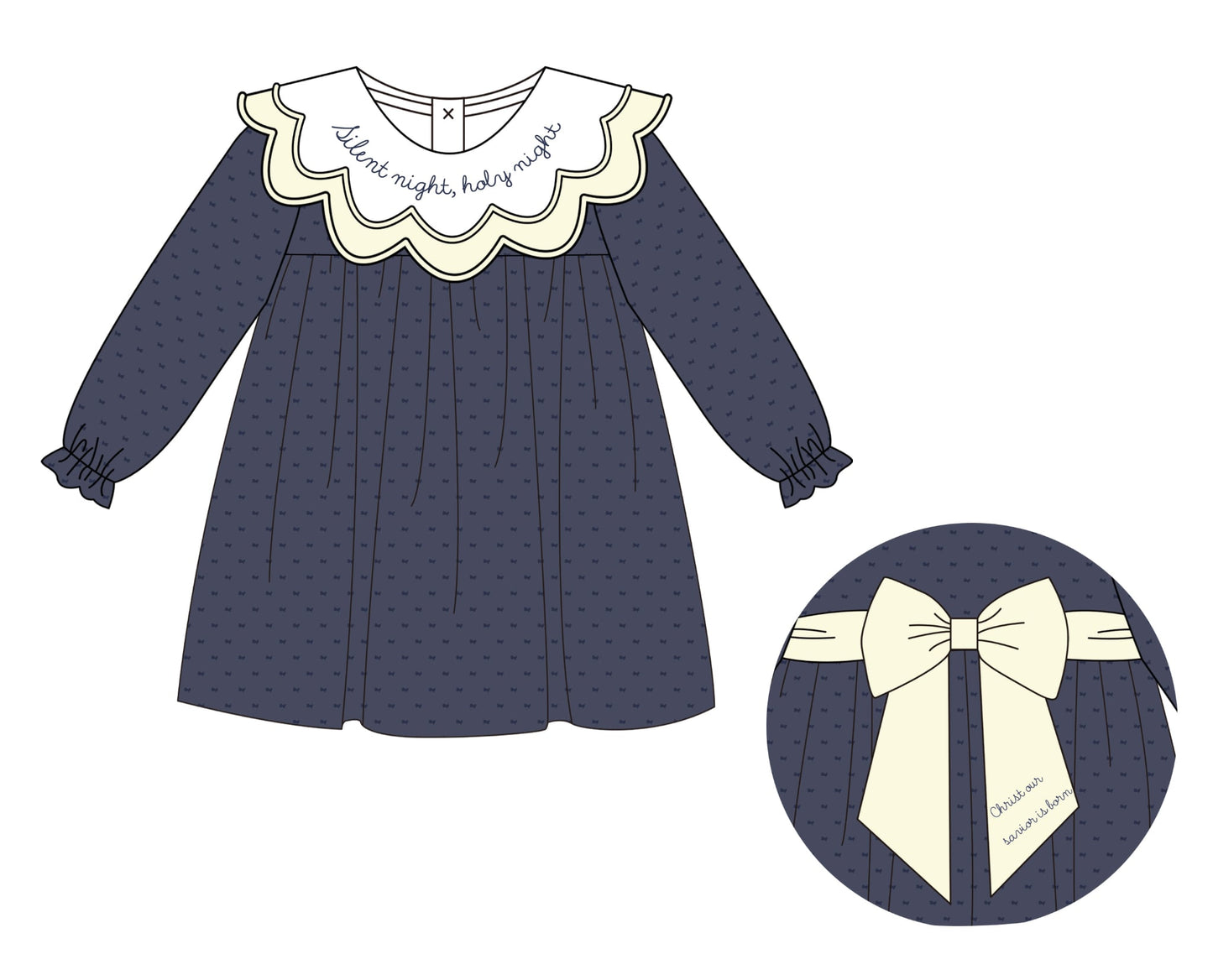 Silent Night Navy Swiss Dot Dress PREORDER ETA NOVEMBER