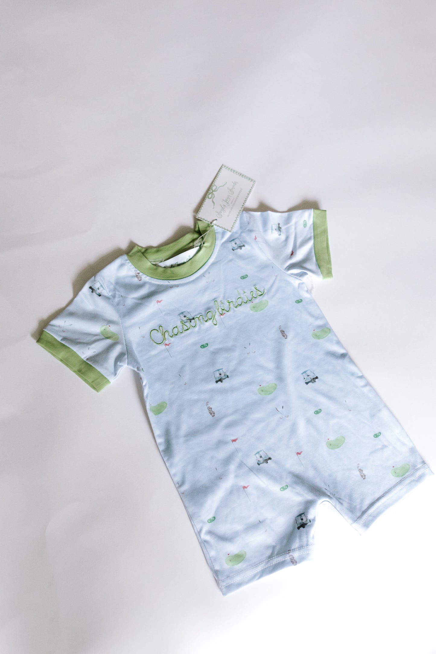 Chasing Birdies Short Sleeve Romper READY TO SHIP