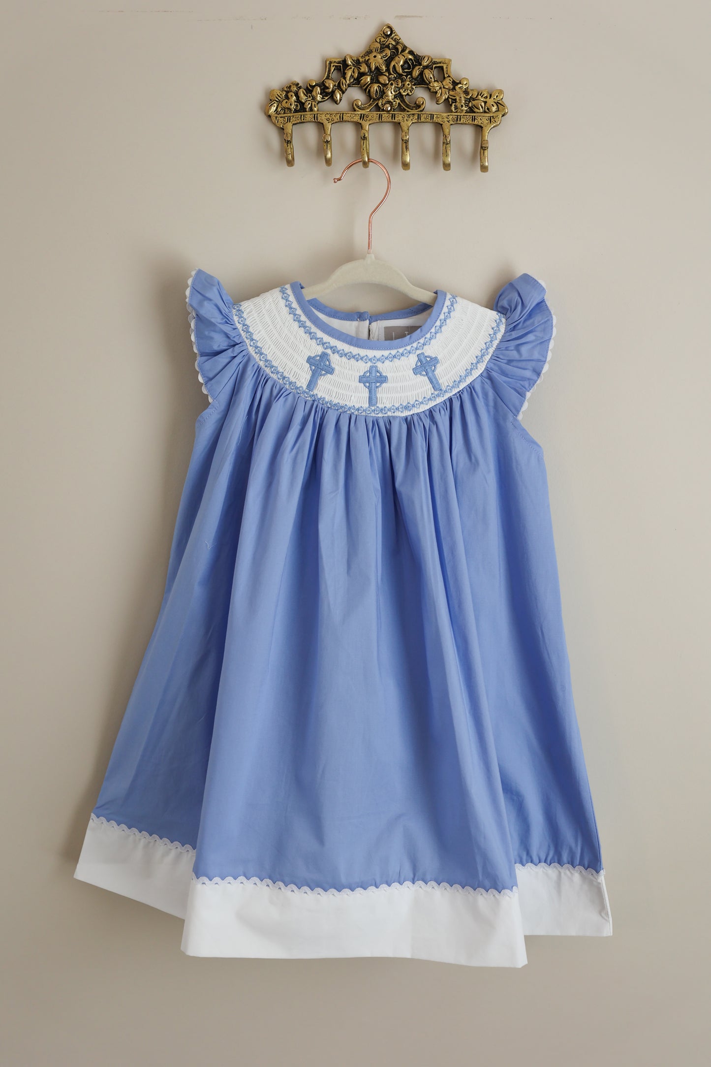 Precious Periwinkle Cross Smocked Dress