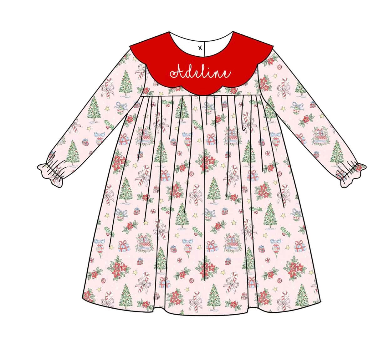 Pink Christmas Name Custom Dress PREORDER ETA NOVEMBER