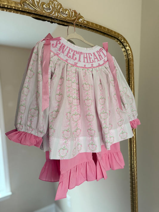 Classy sweetheart smocked set RTS