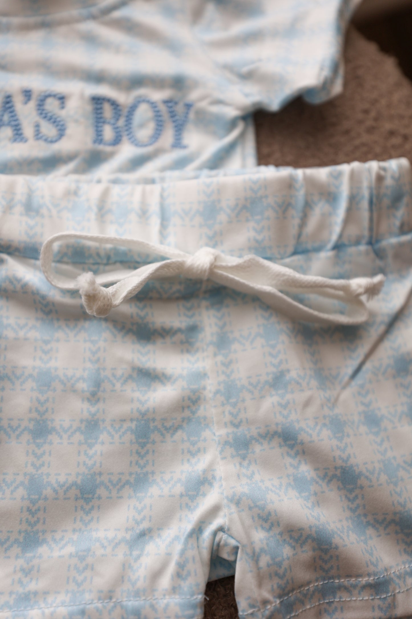 Mama’s Boy Blue Plaid Shorts Set