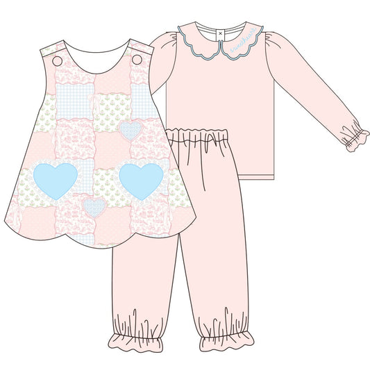 Sweatheart Patchwork 3 Piece Pink Pant Set PREORDER ETA JANUARY