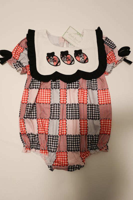 Football Patchwork Girl Bubble READY TO SHIP
