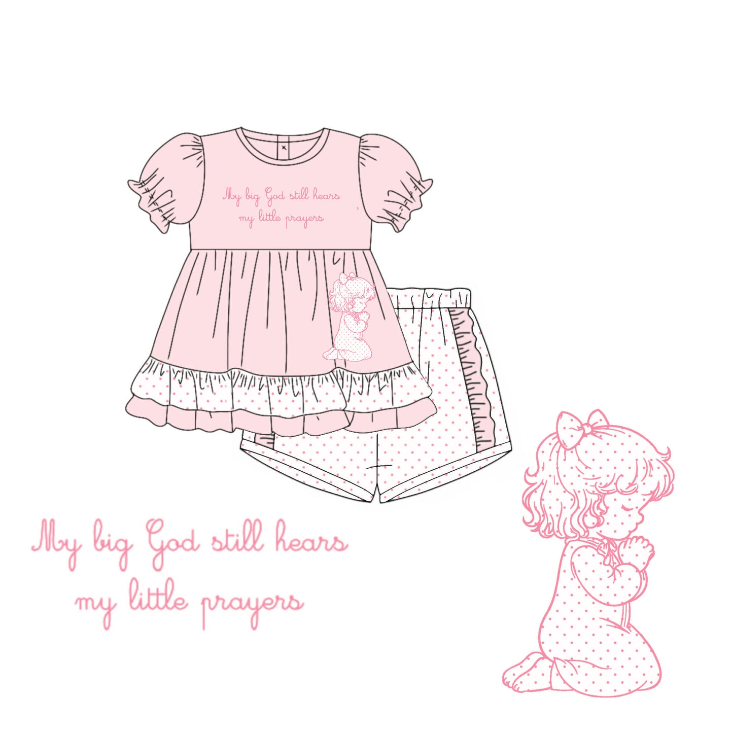 $25 PO DEAL God hears my little prayers GIRL short set PREORDER ETA JUNE