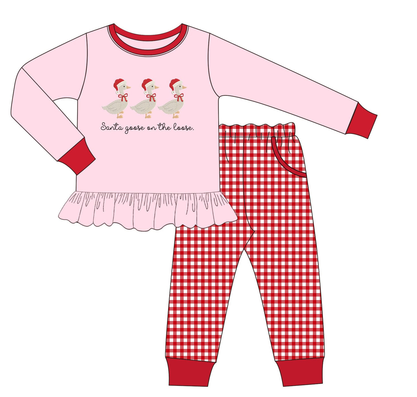 Santa Goose On The Loose Girl’s Pant Set PREORDER ETA NOVEMBER