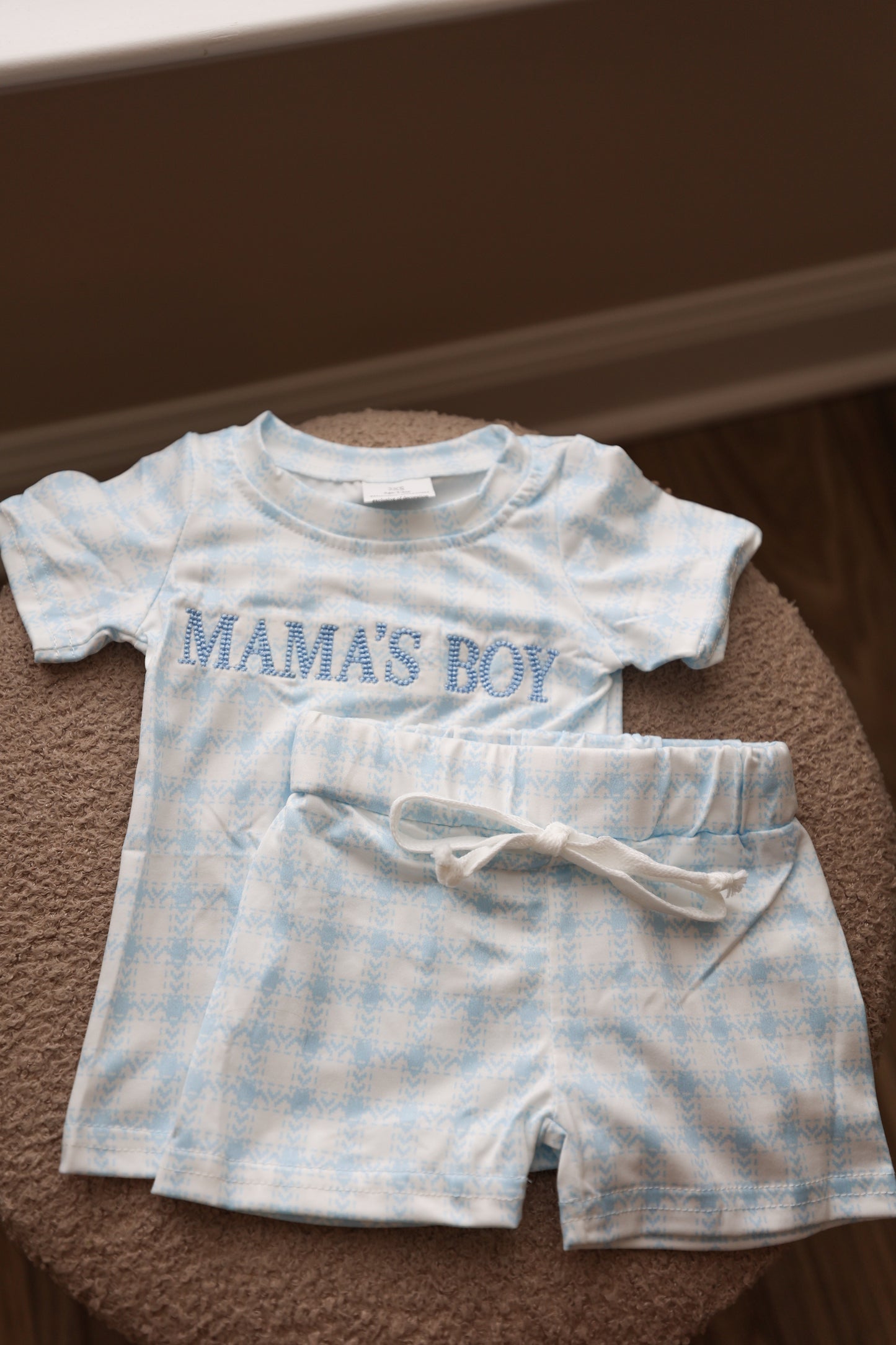 Mama’s Boy Blue Plaid Shorts Set