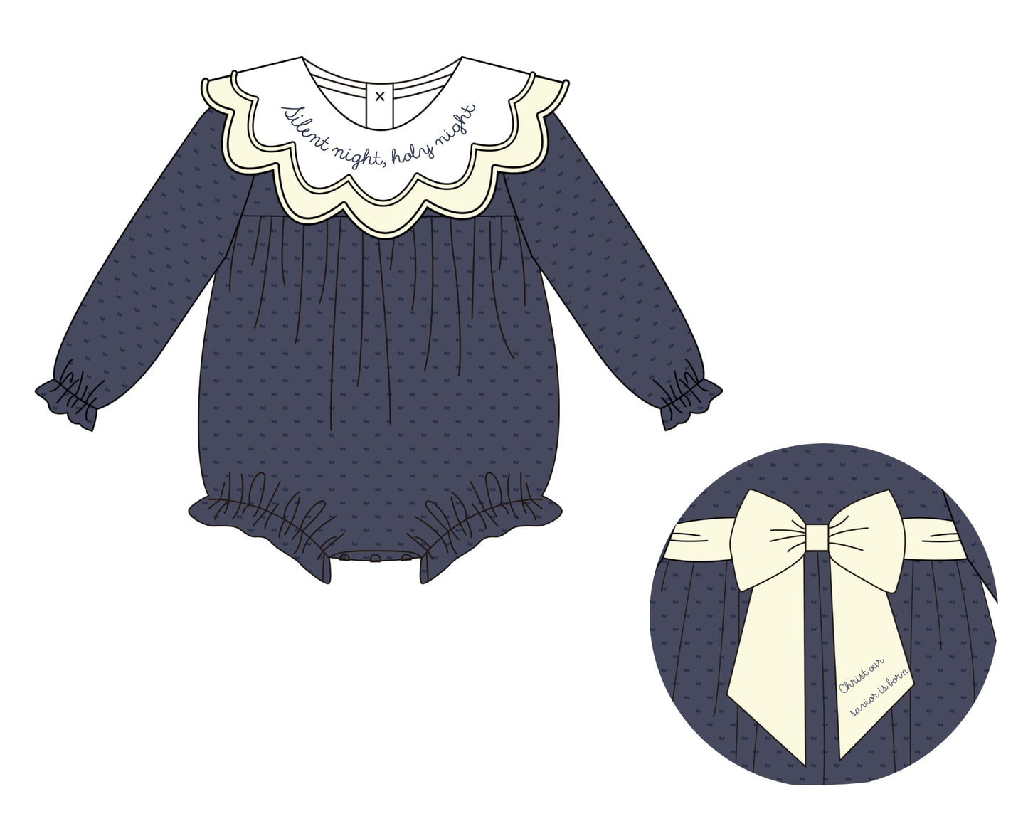 Silent Night Navy Swiss Dot Bubble PREORDER ETA NOVEMBER