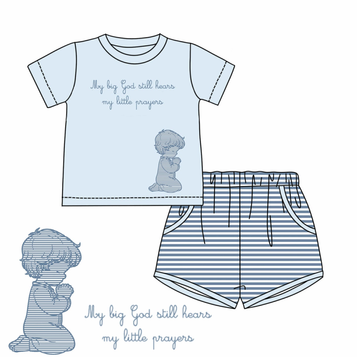 $25 PO DEAL God hears my little prayers BOY short set PREORDER ETA JUNE