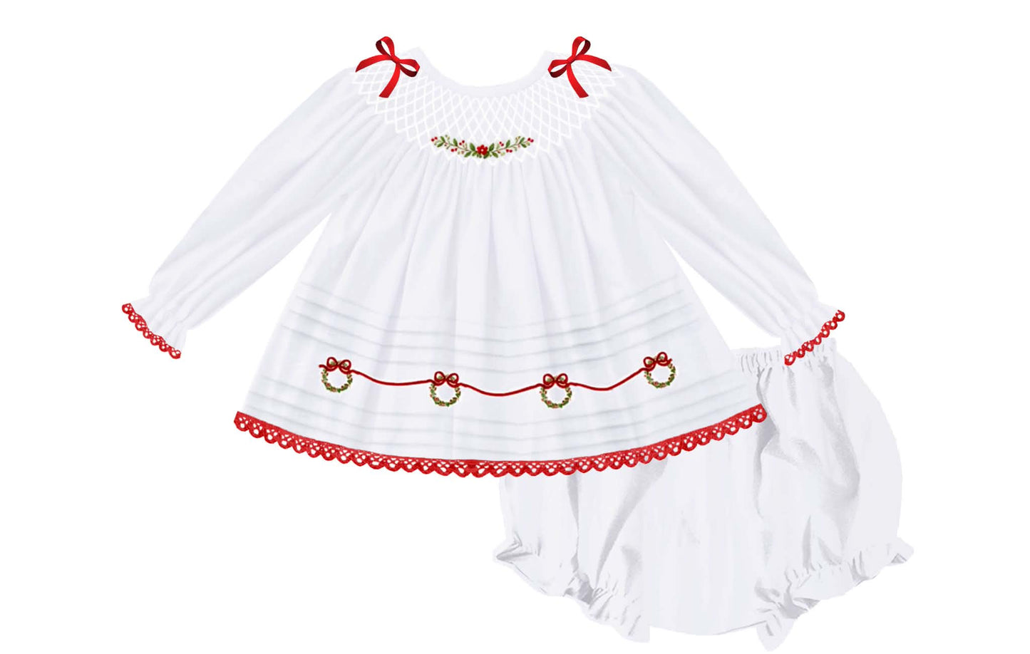 Christmas Time Heirloom Smocked Diaper Set PREORDER ETA NOVEMBER