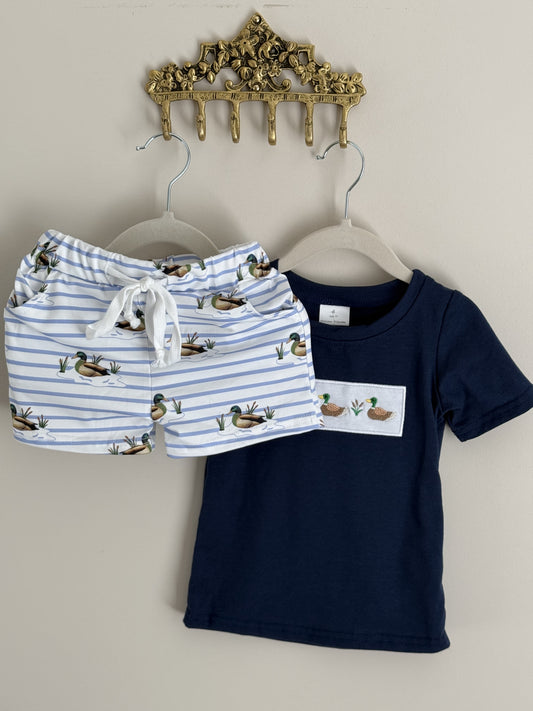 Vintage Striped Boy Duck Set