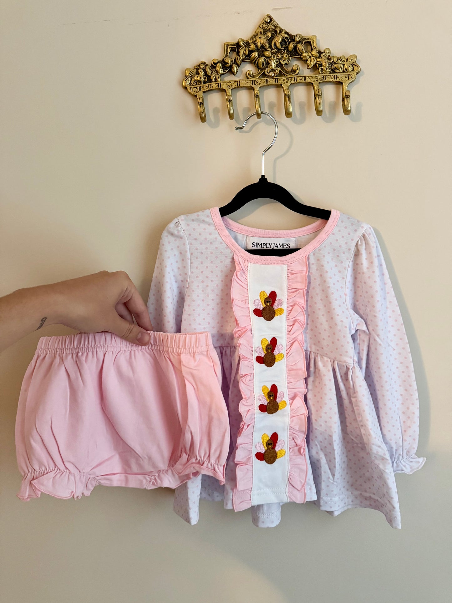 Polka dot turkeys bloomer set