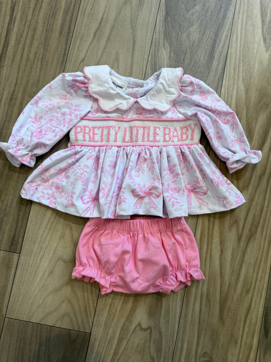 Pretty Little Baby Hand Smocked Diaper Set