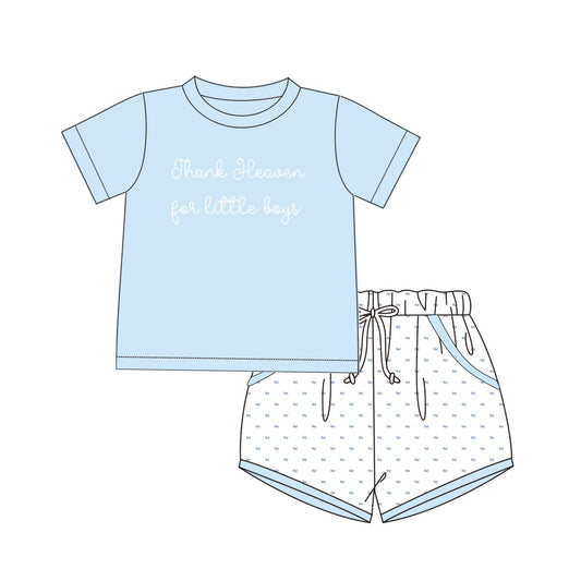 Thank Heaven for little boys shorts set PREORDER ETA JUNE
